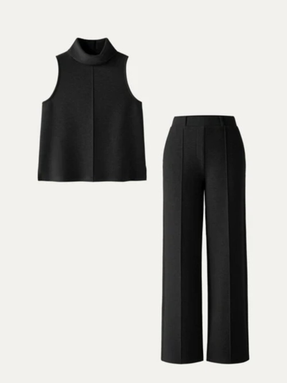 OGL Black Matching SET Sleeveless Turtleneck & Matching Trousers Size Small NWT